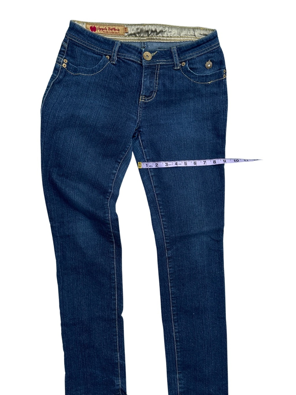Y2K Apple Bottoms Dark Wash Jeans 7/8 Embroidered Low Rise Straight Leg